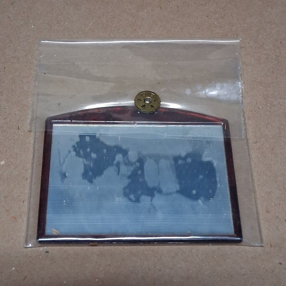 Vintage Etienne Aigner Burgundy Leather Clutch + Mirror Set NOS Gold Hardware - Picture 9 of 13
